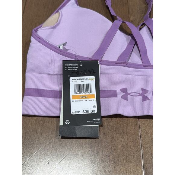 Under Armour Women’s Seamless Low Long Sports Bra Purple Size Small Brand New - Picture 5 of 5